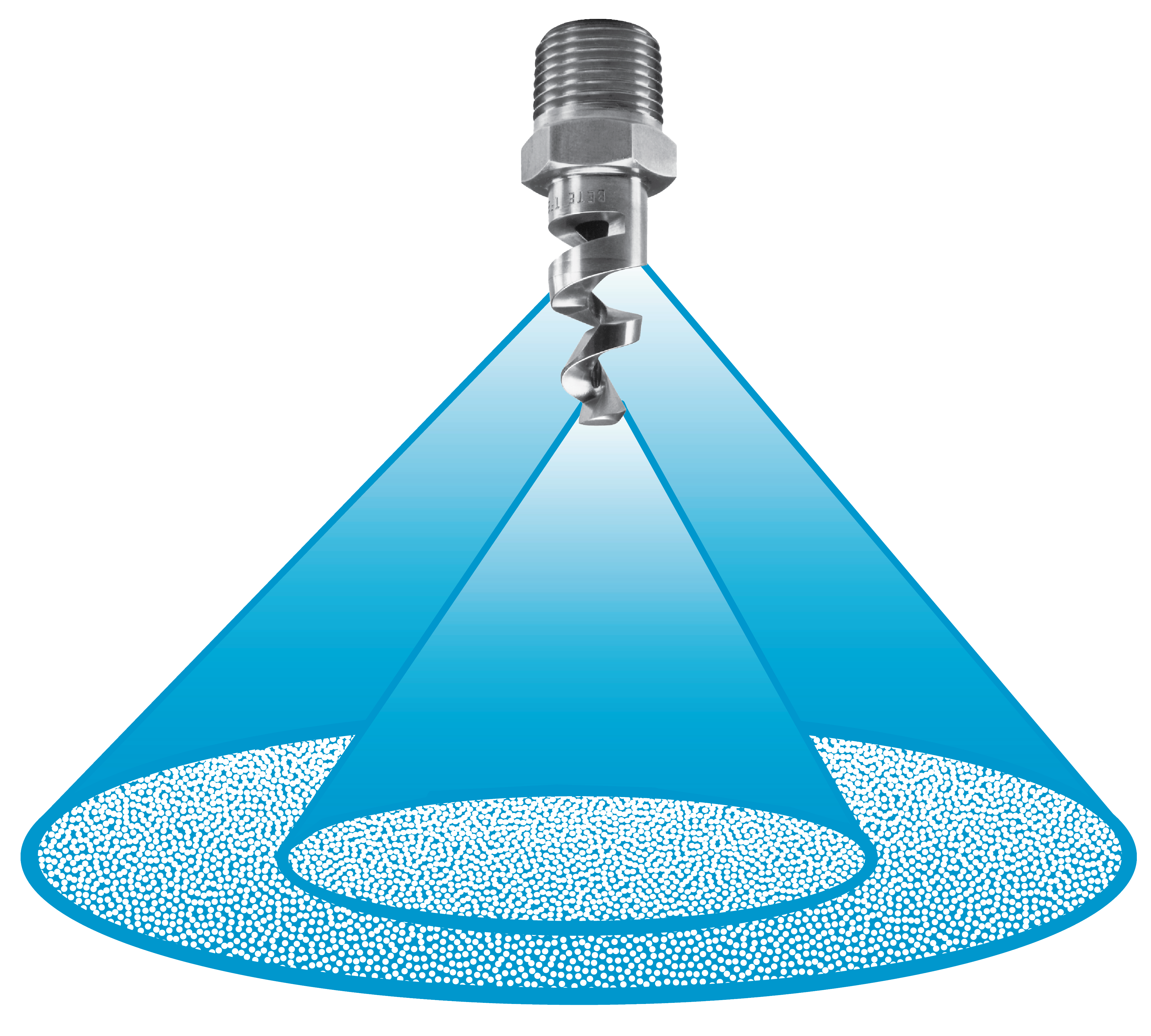 Illustration of a spiral cone spray pattern.